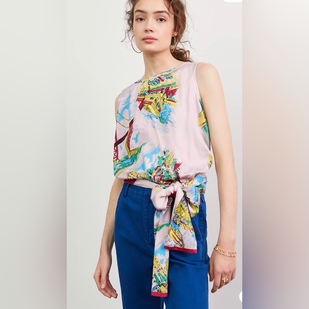Anthropologie Tiny Postcard Wrap Top